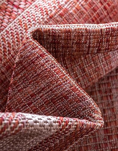 Vista 136 de Unique Loom - Colección Outdoor Border - Tapete para exteriores de borde suave - 5 pies 3 pulgadas x 8 pies, rectangular, azul/marfil azu/marfil