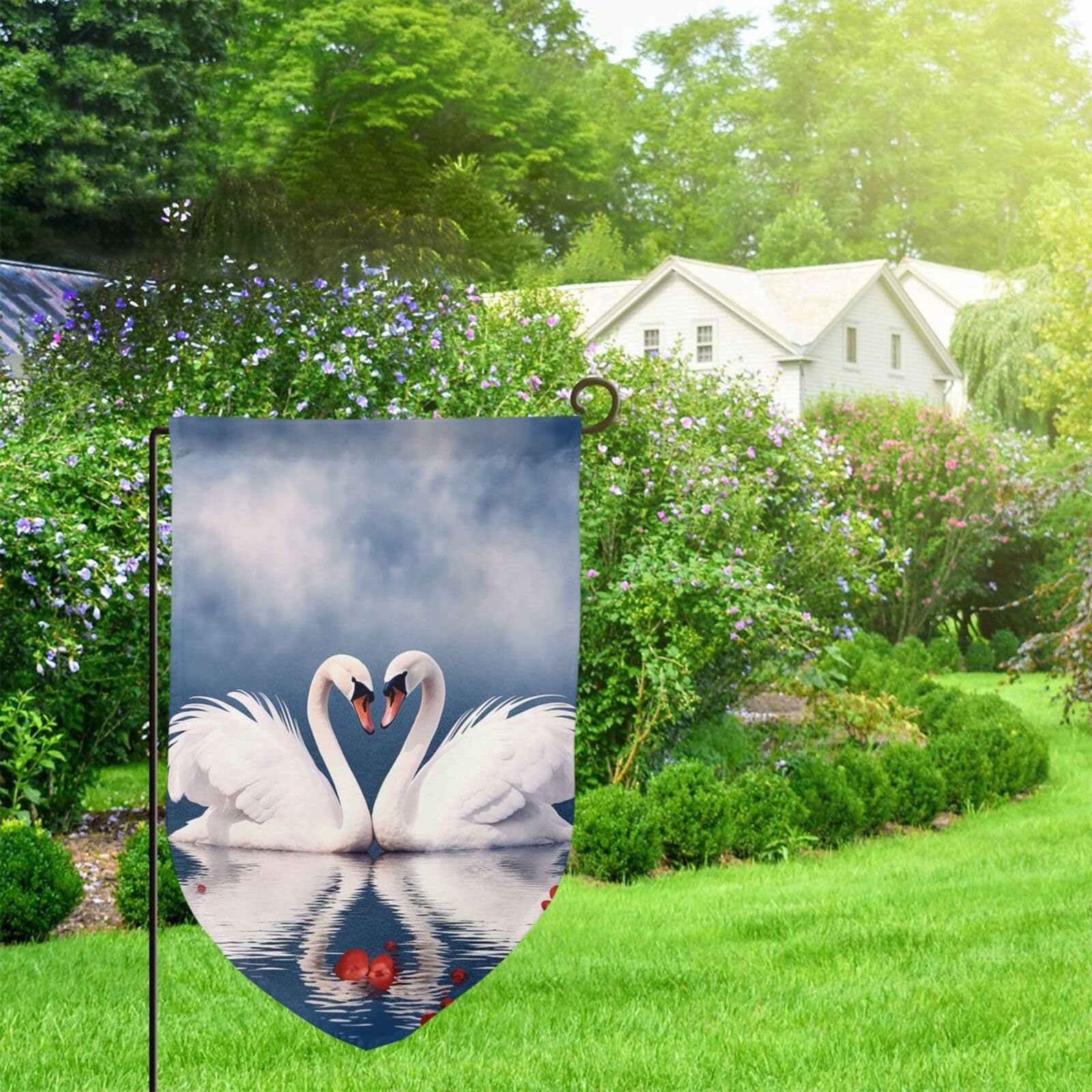 Bandiera da giardino con impronta di zampa di San Valentino e cuore, 30