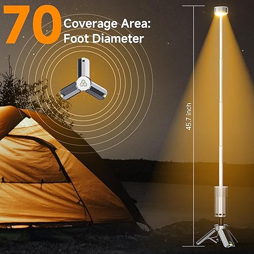 Miniatura 6 de Luz de camping recargable de 21000 mAh, luces de camping telescópicas, linterna de camping magnética plegable con soporte IPX6 linternas