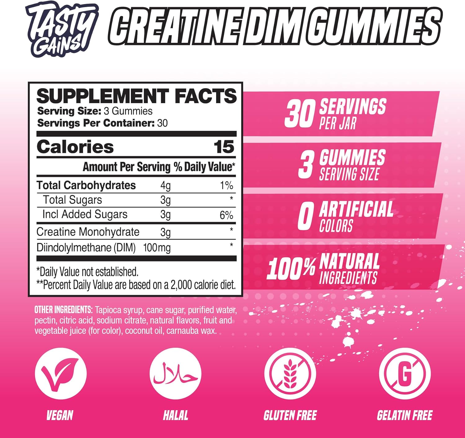 Creatine Gummies for women | 3g Creatine Monohydrate Per Serving | DIM Supplement 100 mg | Estrogen Balance for Women | Hormonal Acne, Hormone Balance, Glute Builder (90 Count, White Peach)