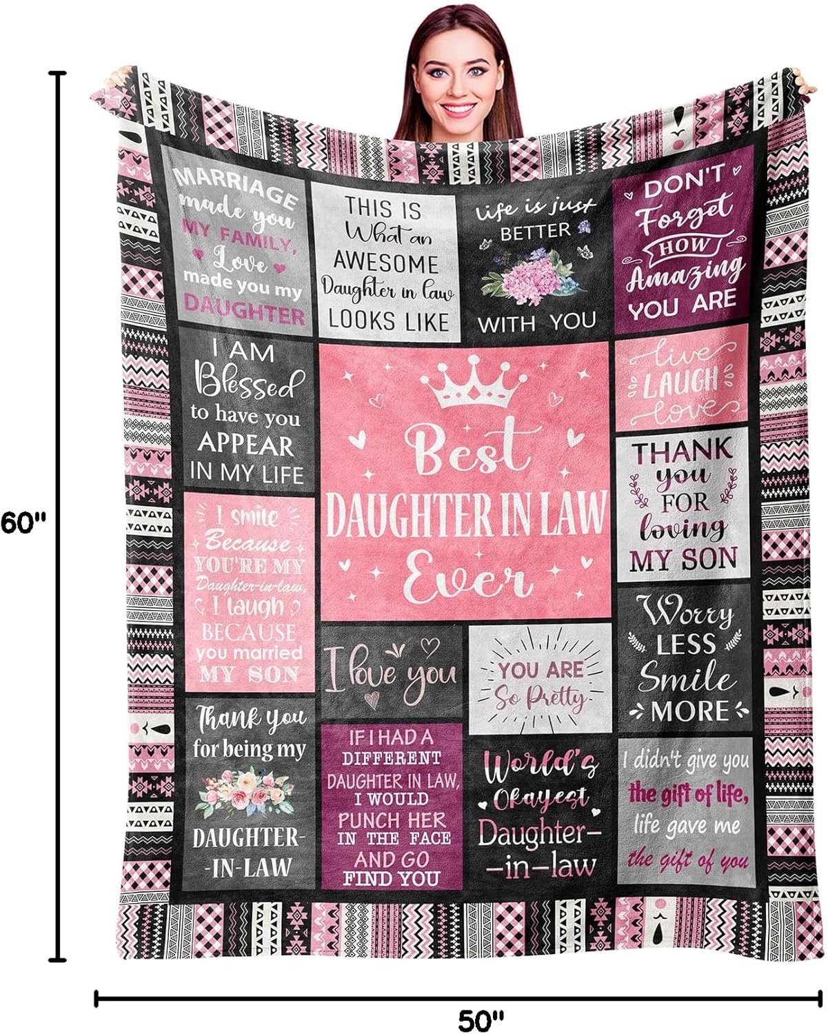 Daughter in Law Gifts from Mother in Law, Birthday Gifts for Daughter in Law, Future Daughter in Law Gifts, Christmas Mothers Day Wedding Gifts for Daughter-in-Law Throw Blanket 60"X50" - Image 8