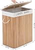 SONGMICS Bamboo Laundry Basket, 100 L Laundry Separator, Foldable Laundry Basket with 2 Compartments, Removable Laundry Bag, Rectangular Laundry Box, 52 X 63 X 32 Cm, Natural Color, Lcb64Y