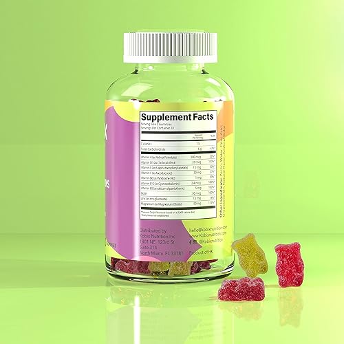 Miniatura 4 de Kobix - Gomitas multivitamínicas para niños, vitaminas para niños, Kosher sin OMG, veganas, sin gluten, 60 gomitas esenciales para niños