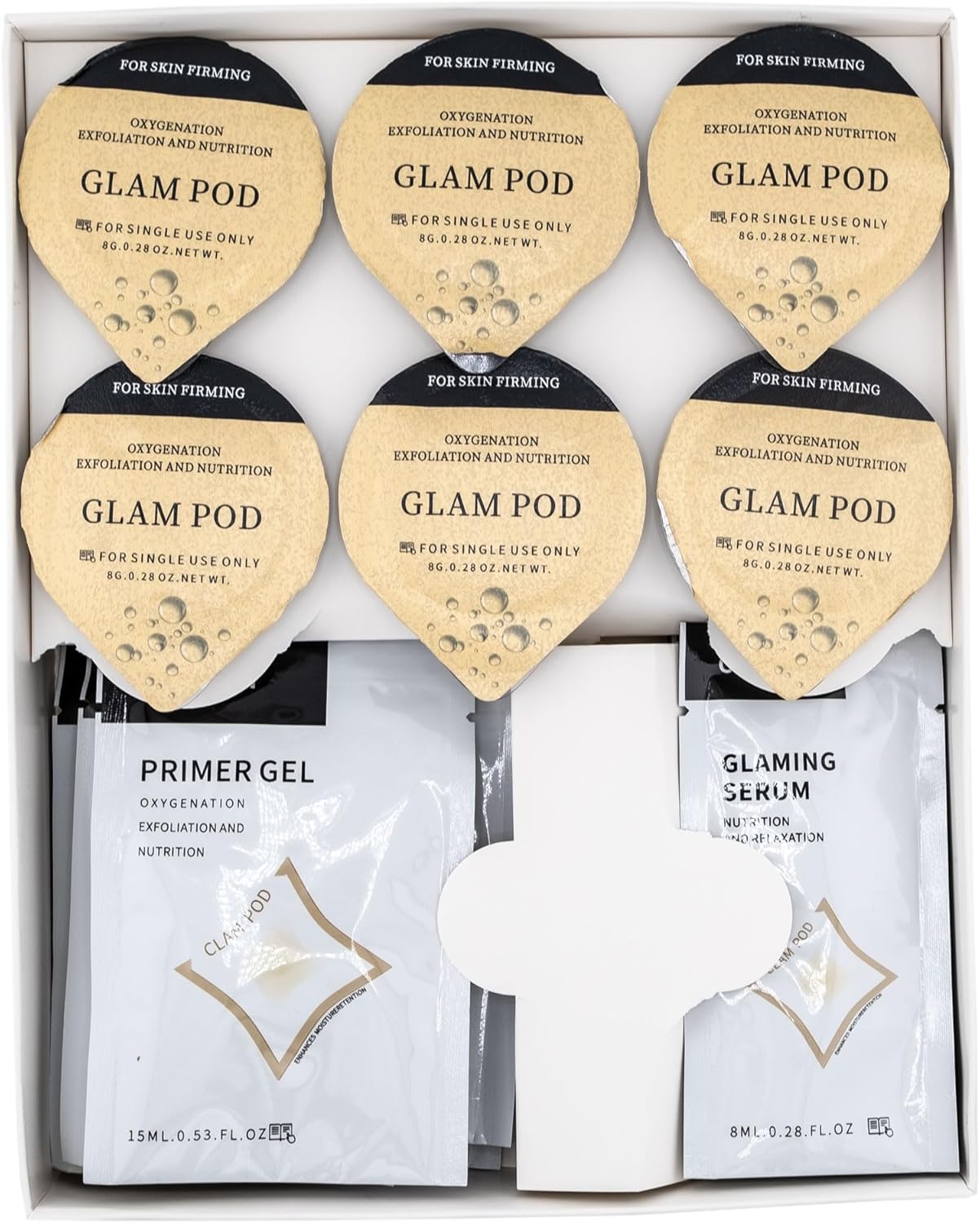 Revive Pods - Oxygen Facial CO2 Therapy, Home Facial, 6 Pods + 6 Primer Gel + 6 Serum After Treatment (New Formula Less Foam)