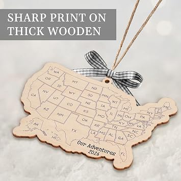 2026 Personalized US Travel Map Ornament, Ideal for Tracking Travel Memory