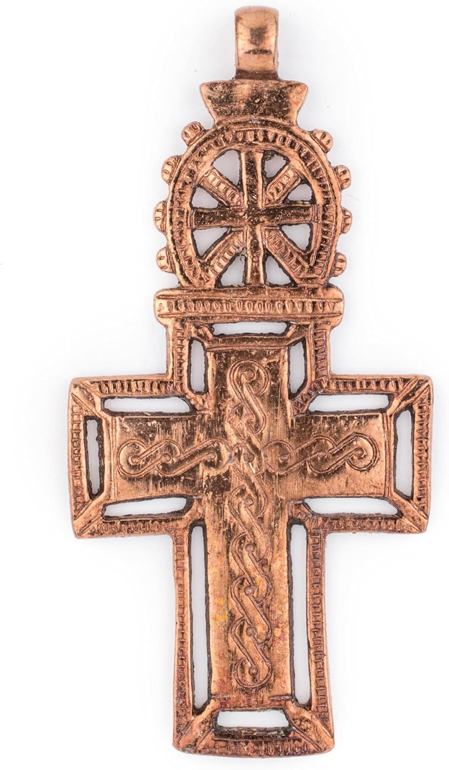 4 Pack: Ethiopian Copper Coptic Cross Pendants: Authentic Ethiopian East African Design for Jewelry & Necklace Making