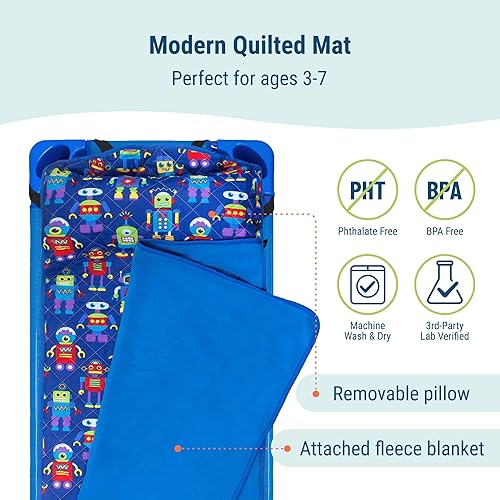 Miniatura 3 de Wildkin Tapete acolchado moderno de microfibra para siesta con almohada reutilizable para niños y niñas, ideal para dormir en primaria, materiales