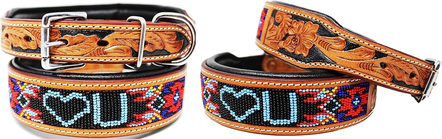 XSmall 9''- 13'' Dog Puppy Collar Genuine Cow Leather Padded Canine 60112