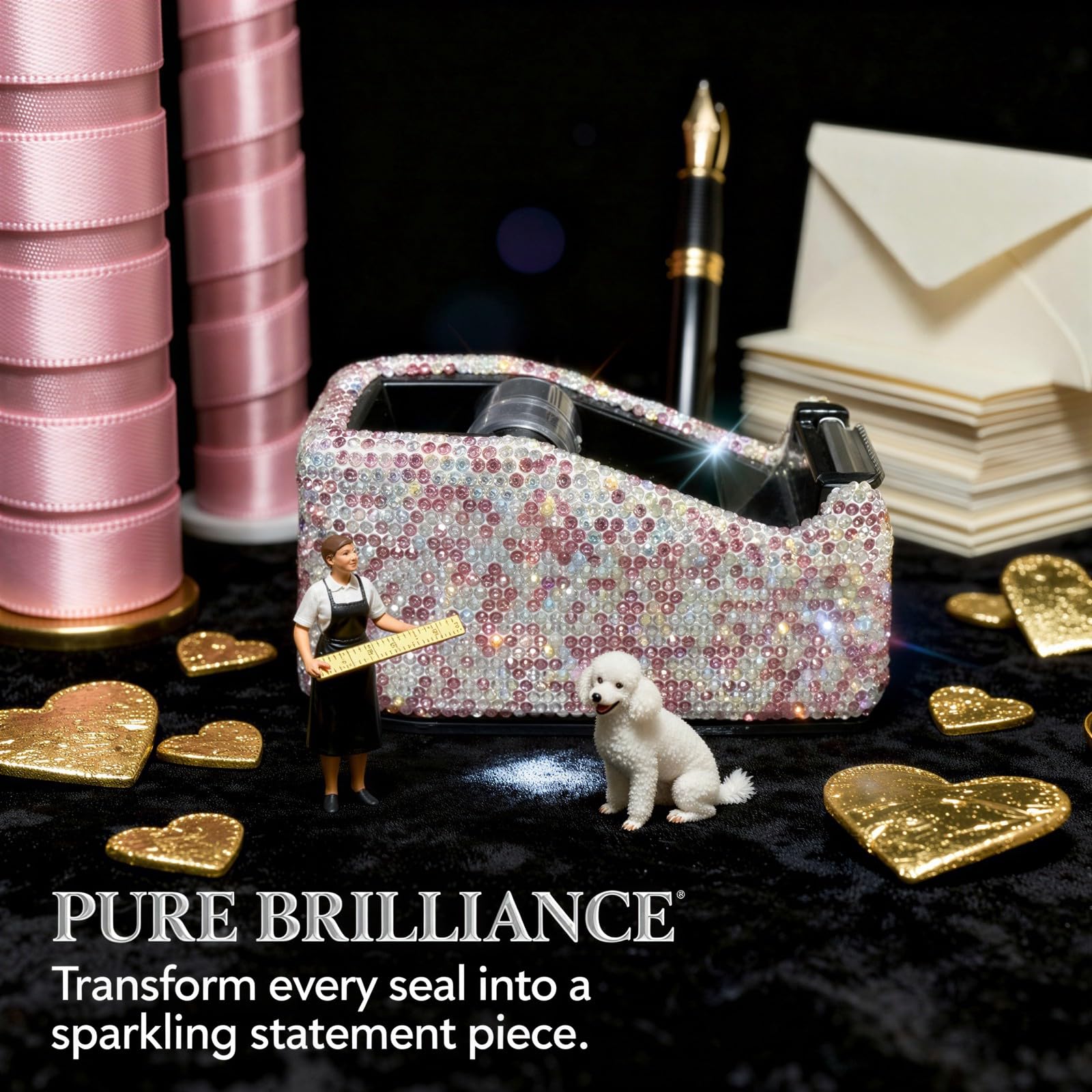 Strass Klebebandabroller, glitzernder Tischabroller für Geschenkverpackungen, multifunktionaler kleiner Klebebandschneider, Kristall-Büroartikel, manuelles Schreibtischzubehör mit Strasssteinen
