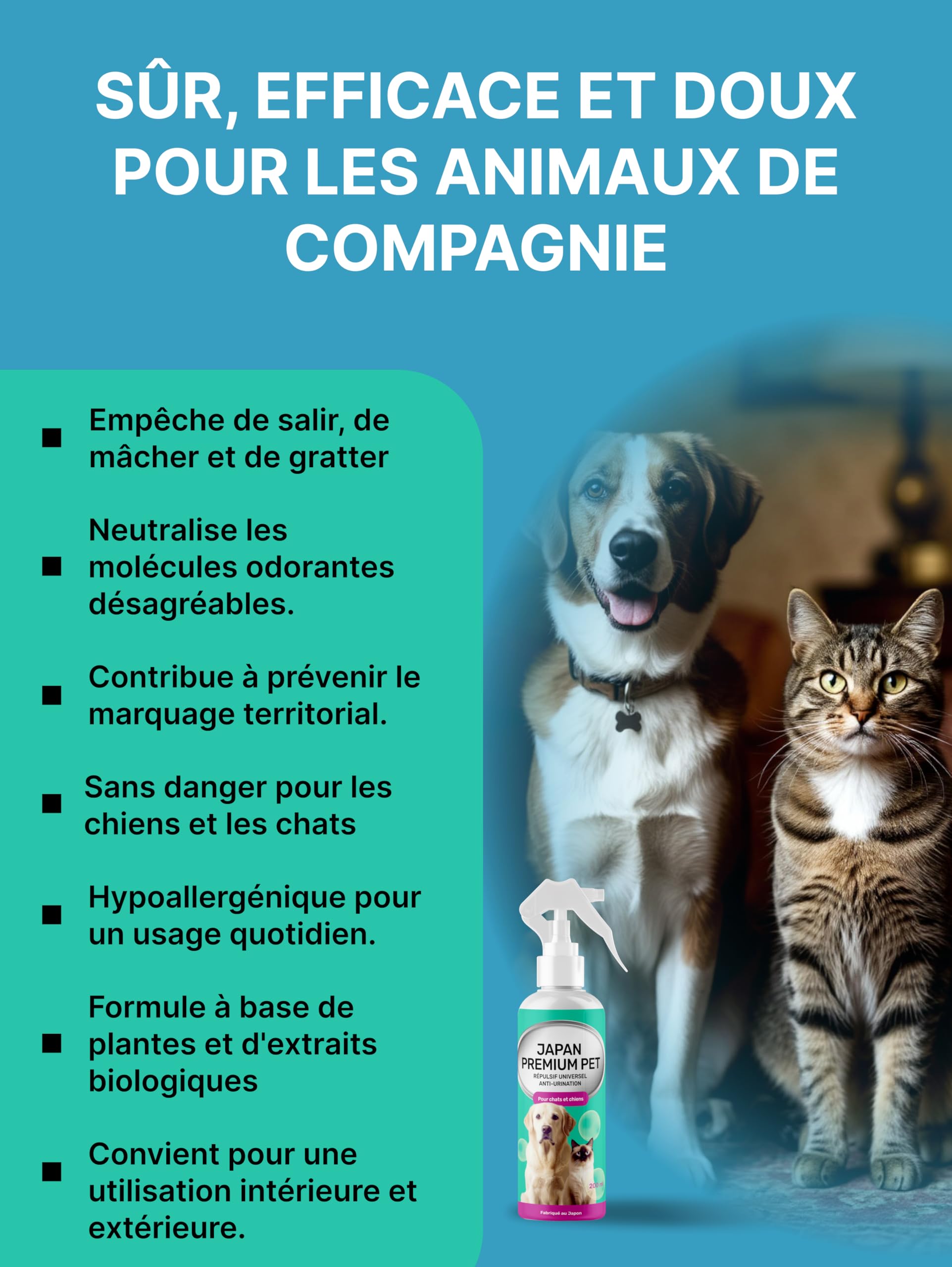Spray Anti-Pipi pour Chiens et Chats | Spray Répulsif pour Chats | Spray Dissuasion pour Chiens | Répulsif Chat Intérieur | Empêche les Chiens d’Uriner à la Maison | Spray Anti-Pipi 200 ml