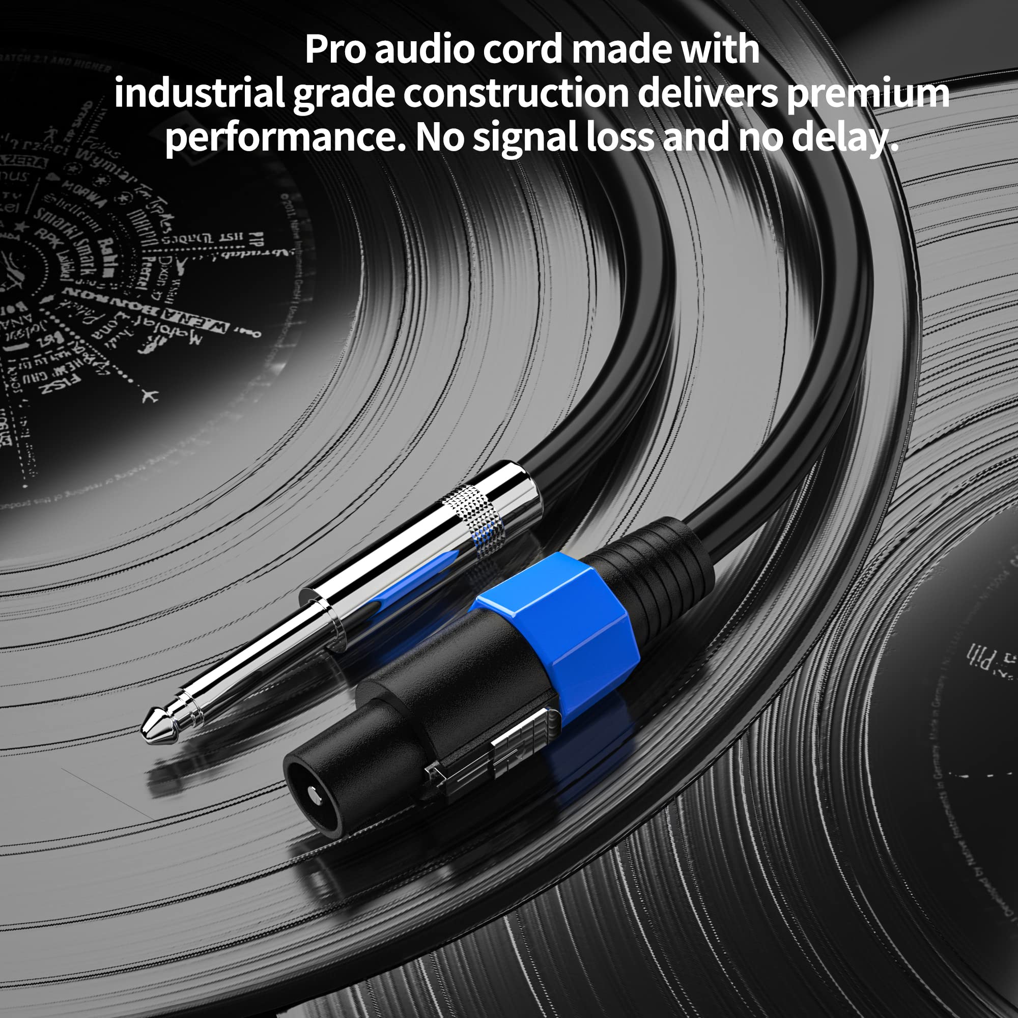 Confezione da 2 cavi audio Speakon da 6,35 mm a TS da 6,35 cm, cavo professionale per altoparlanti audio con calibro 12 AWG con Twist Lock