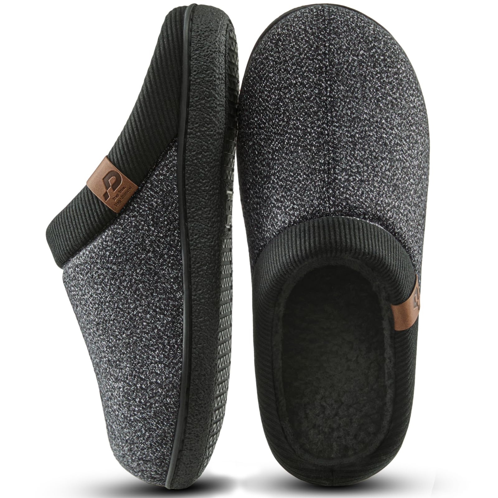 Misolin Pantofole Uomo Calzata Ampia Ciabatte Casa Invernali in Memory Foam | Fodera in Sherpa, Calde, Morbide & Comode Slippers, Lavabile in Lavatrice, Antiscivolo, Interno/Esterno, Regali