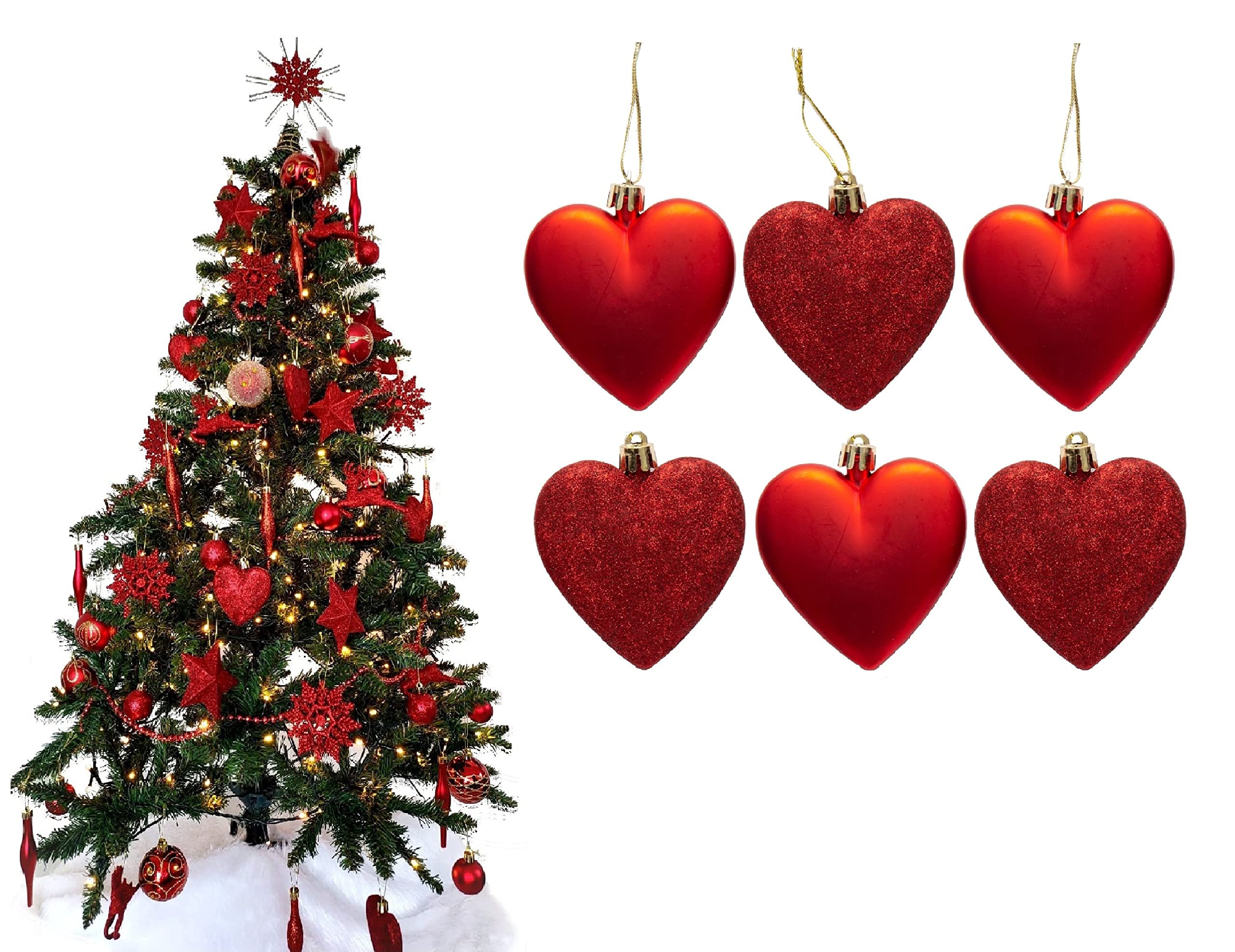 Red heart christmas decorations Outlet