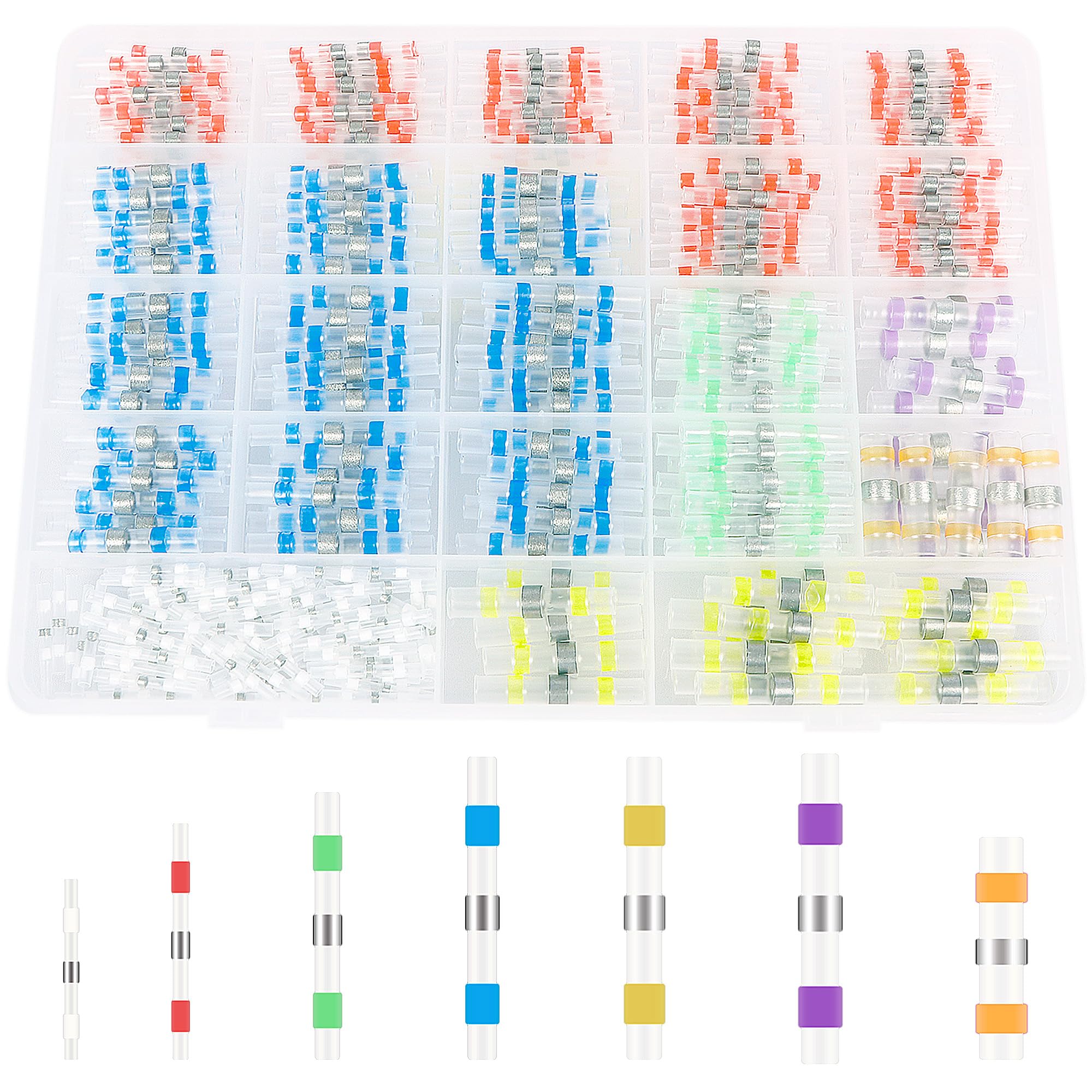 Solder Seal Wire Connectors Kit – Heat Shrink Butt Splice Waterproof Terminals, 26-6 AWG Electrical Wire Connectors for Automotive, Marine, and DIY Applications – 400PCS