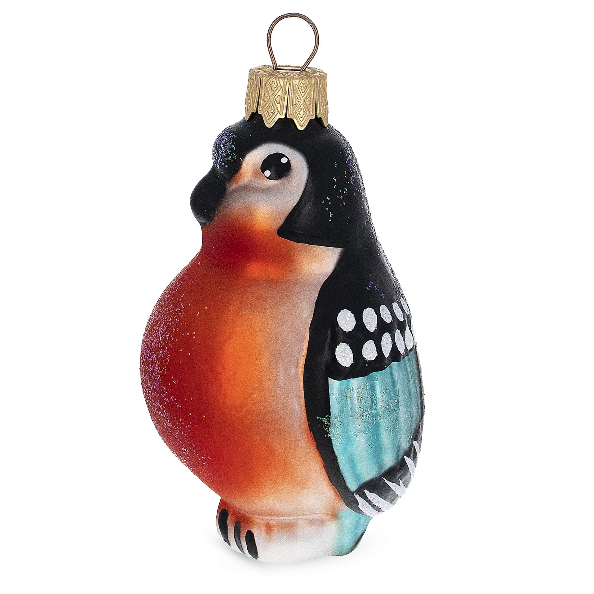 Bullfinch Bird Glass Christmas Ornament