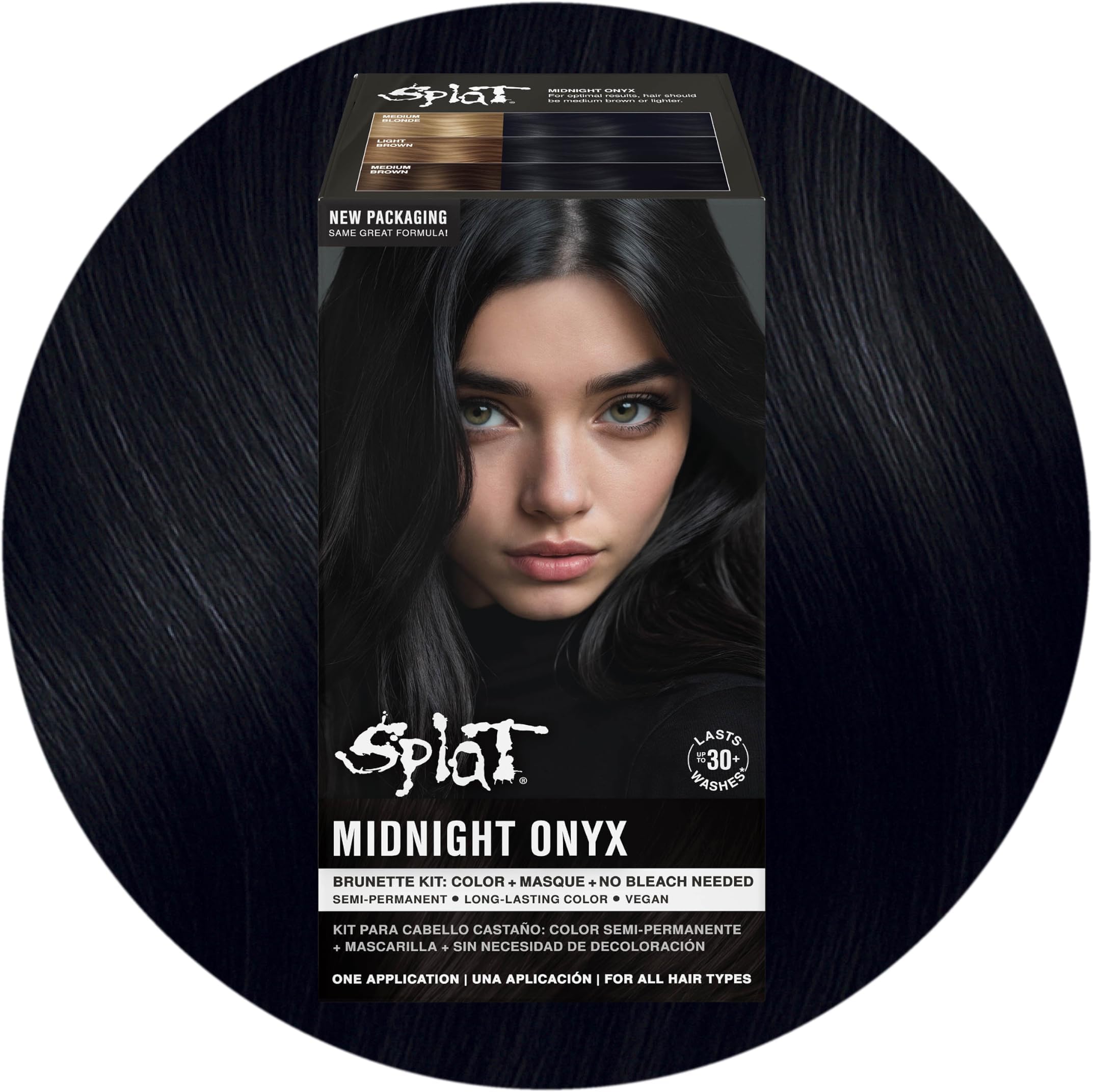 Midnight Onyx Semi Permanent Hair Dye Kit, 1 Application, Includes Deep Reconstructor Conditioner, Lasts 30 Washes, No Bleach Required, Vegan & Cruelty Free Hair Color | With Deep Reconstructor Conditioner, Lasts 30 Washes, No Bleach Required, Vegan & Cruelty Free Hair Color