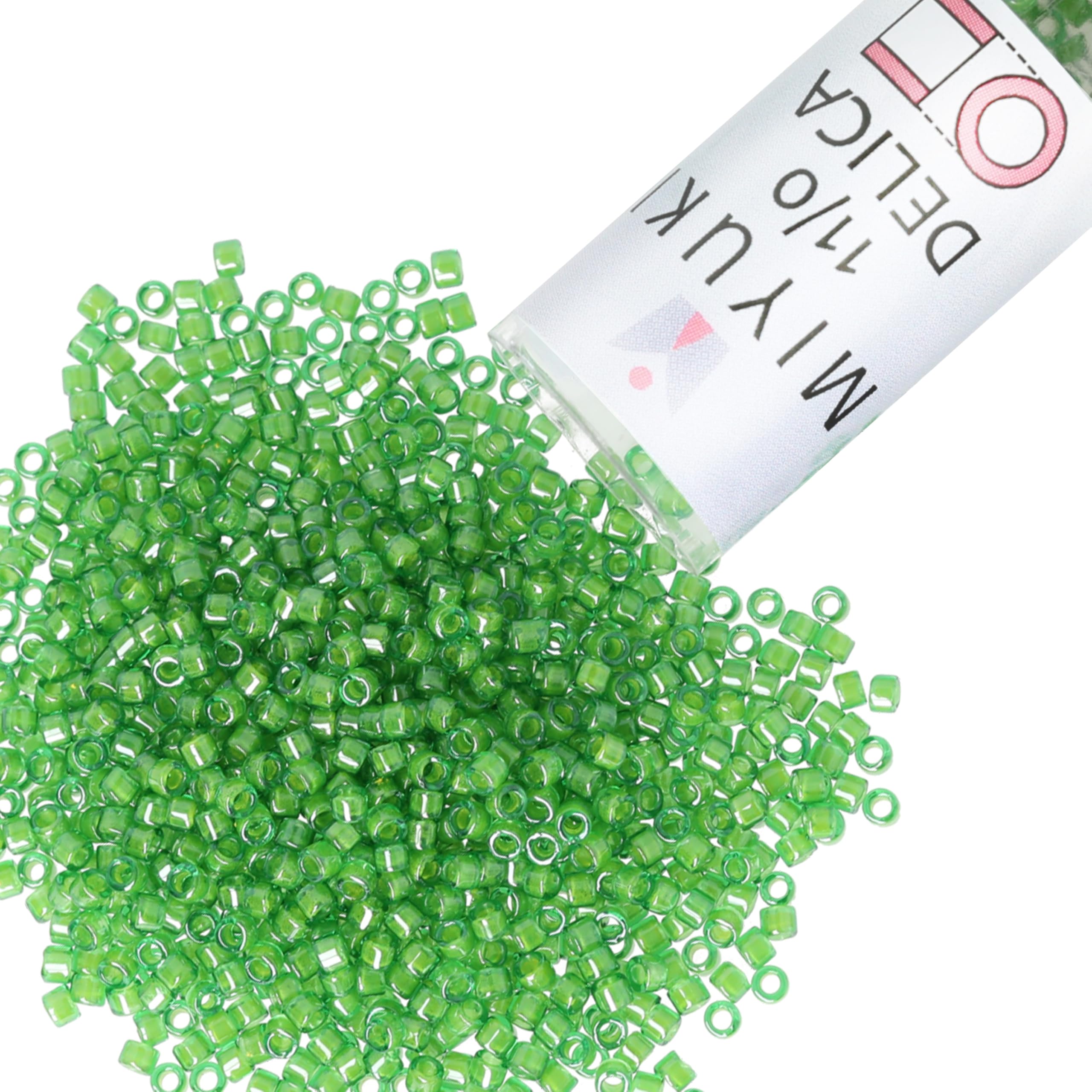 Miyuki Glass Delica Beads Lime Green Lined Crystal 7.2 g Size 11