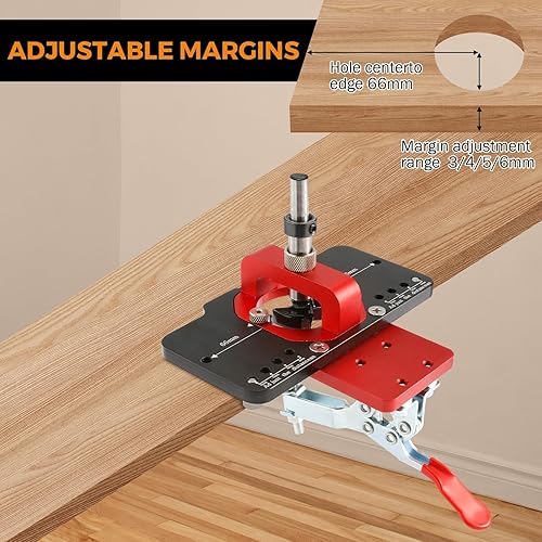 Miniatura 4 de BEAMNOVA Bisagra de plantilla de bisagra de 1.378 in,Perforación Agujero Puncher Bisagra Jig Guía de Taladro Localizador,Plantilla de bisagra de
