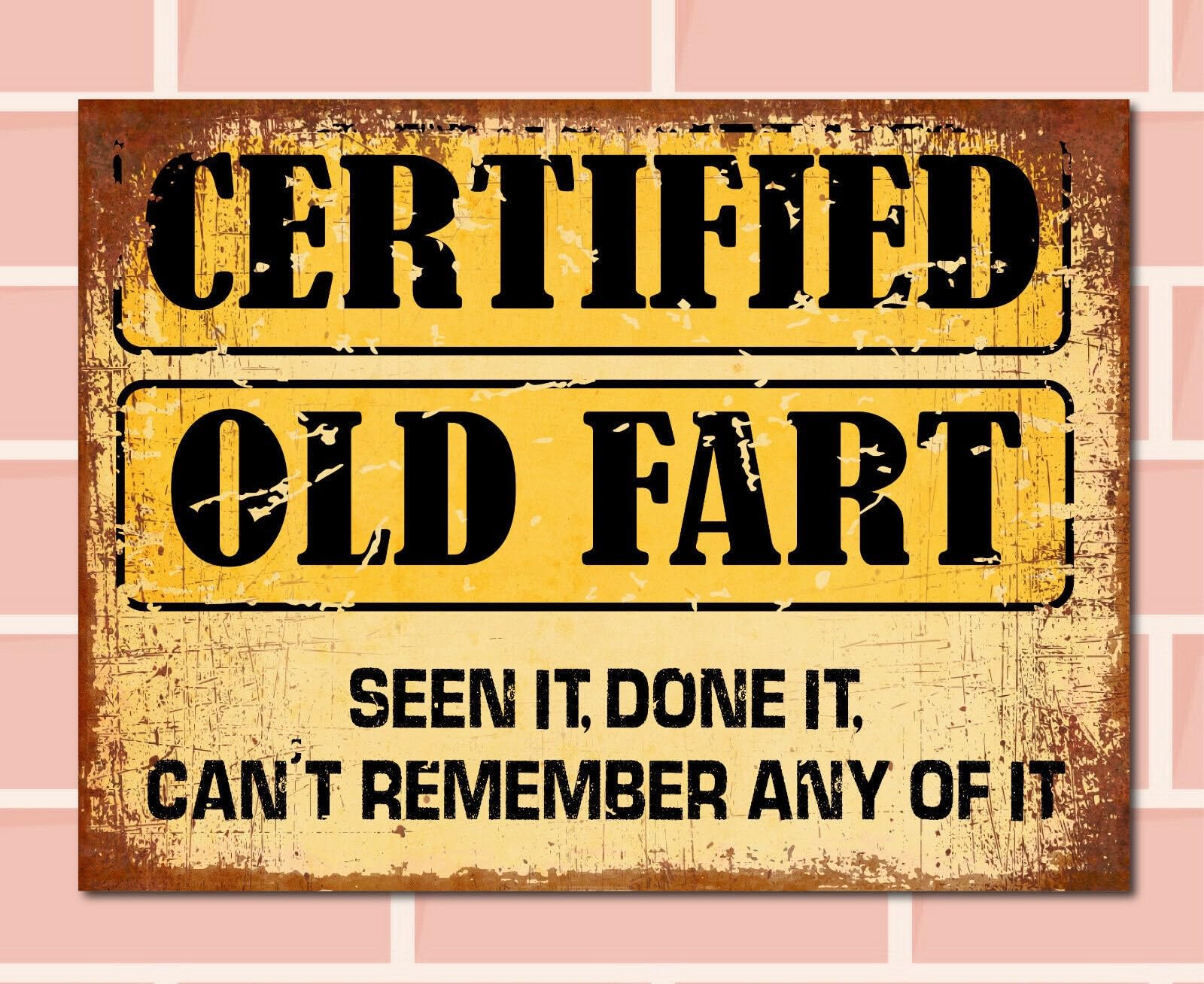 CERTIFIED OLD FART Retro Metal Sign Man Cave Bar Pub Plaque Party Vintage Gift