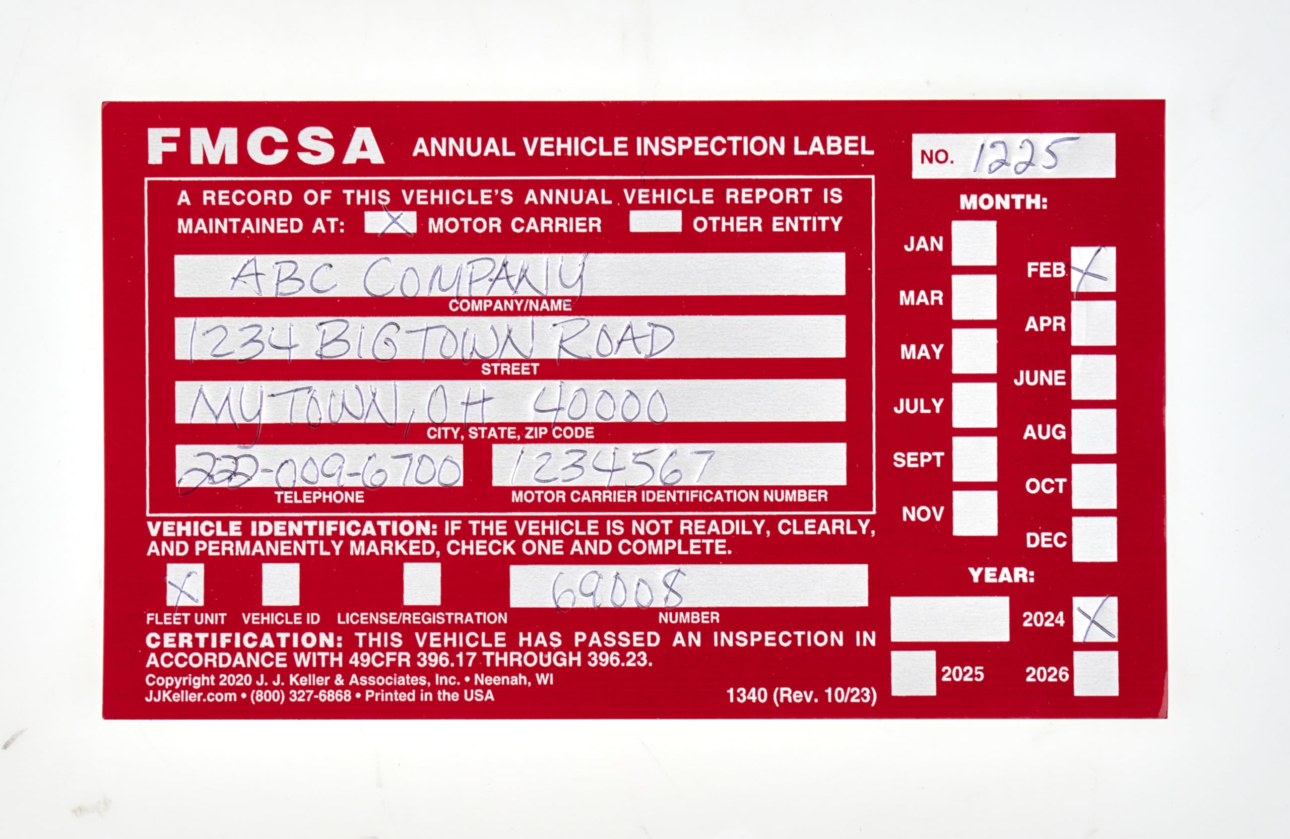 Red Dc Inspection Sticker Fleet Compliance Stickers 10-Pack DOT Compliant Aluminum Vehicle ...