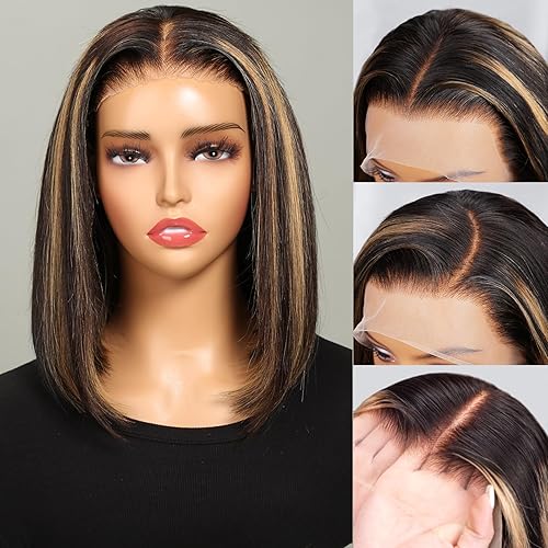 MEGALOOK Peluca de cabello humano con encaje frontal degradado de 13 x 4 HD, transparente, balayage, peluca de cabello humano, densidad del 200%, disponible en Yaxa Venezuela