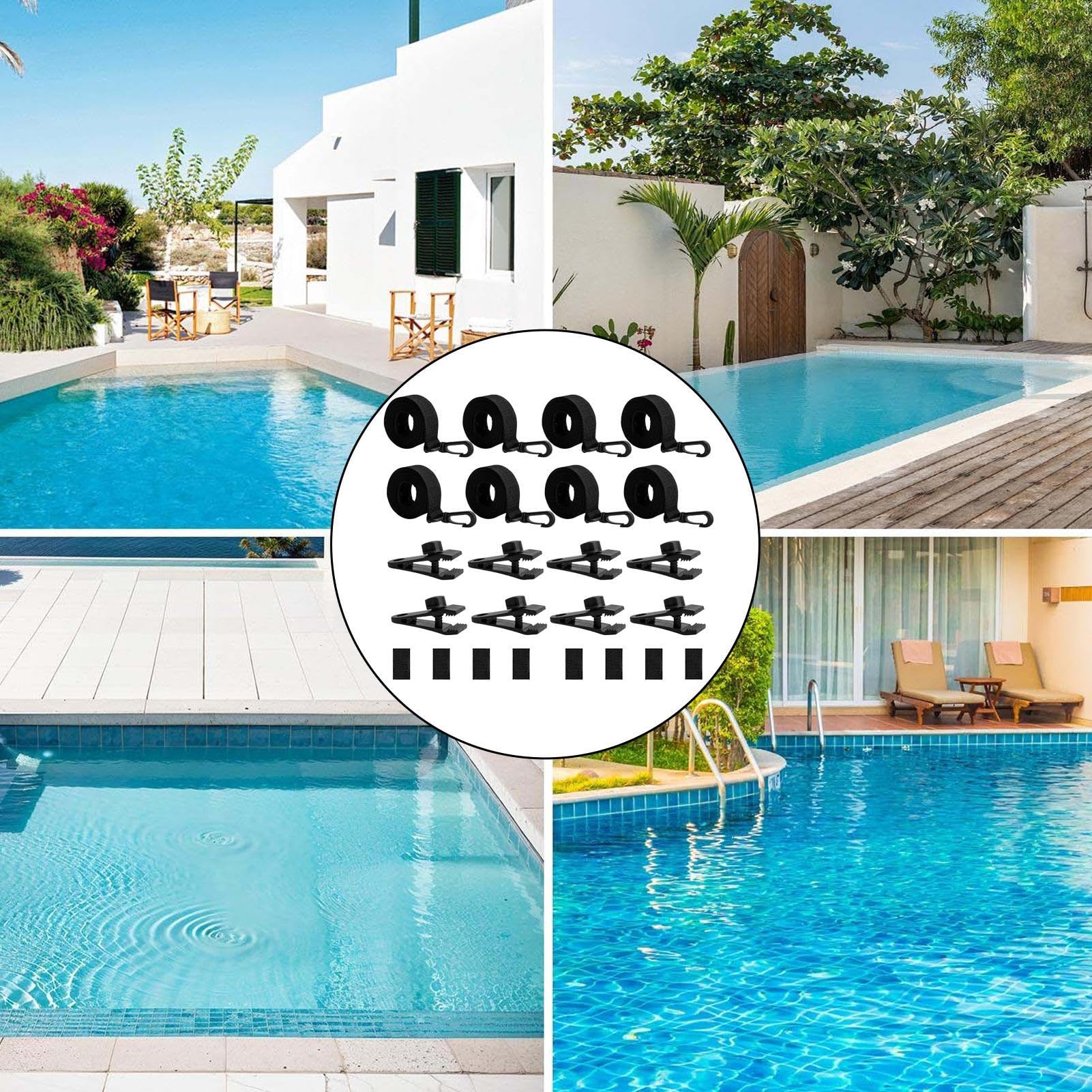 Kit Attacco Avvolgitore Telo Solare Piscina Presa Robusta Installazione | Set Fissaggio Rullo Copertura Piscina Fermagli Per Cinghie, Giardino, Casa, Patio, Piscina Fuori Terra