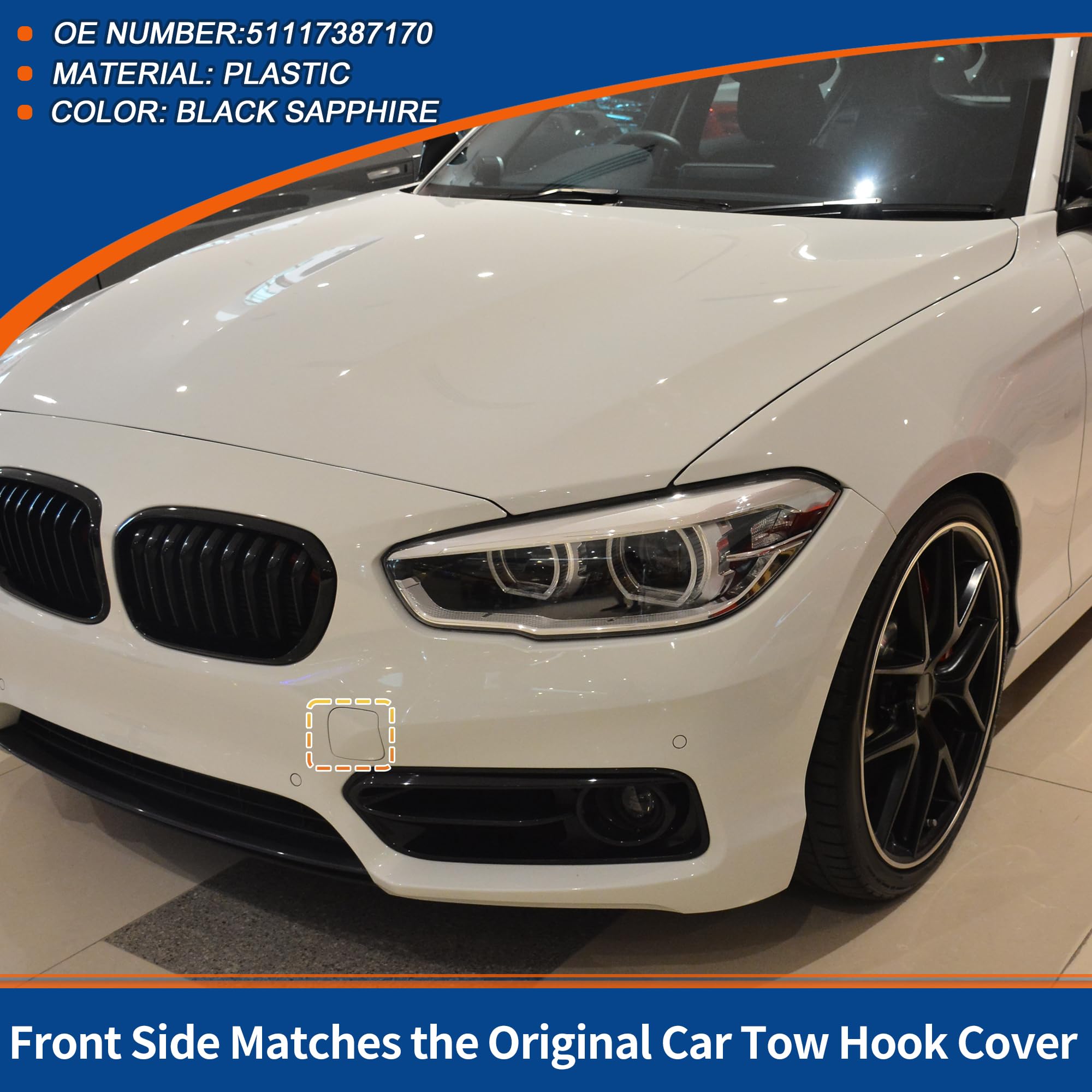 Accessoire BMW Cache Attelage Capuchon De Remorquage Avant Pour BMW Série 1 F20/F21 LCI 2015-2018 - Noir Saphir - Réf. 51117387170