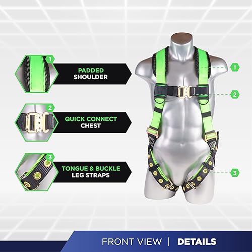 Miniatura 9 de Palmer Safety Kit de arnés de seguridad de protección contra caídas I arnés de construcción  varios cordones  extensor de anillo en D