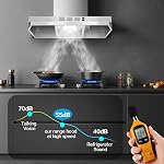24 inch Range Hood Under Cabinet, Stainless Steel Kitchen Hood 280CFM, Ducted/Ductless Vent Hood with Rocker Button Control, Stove Hood with 2 Speeds Fan, Bright LED Light