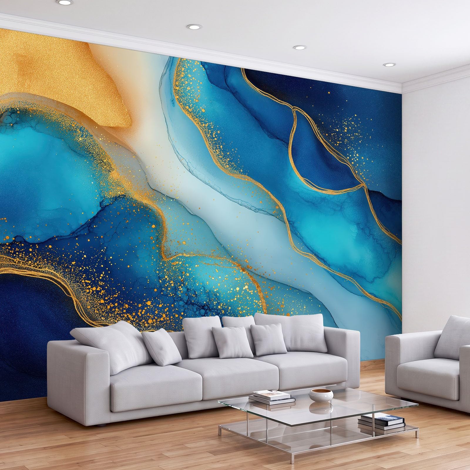 350 x 256 cm, fototapeta z włókniny, abstrakcyjny marmur i tekstura złota, do salonu, tapeta na flizelinie, efekt 3D, nowoczesna tapeta flizelinowa odporna na promieniowanie UV, tapeta ścienna