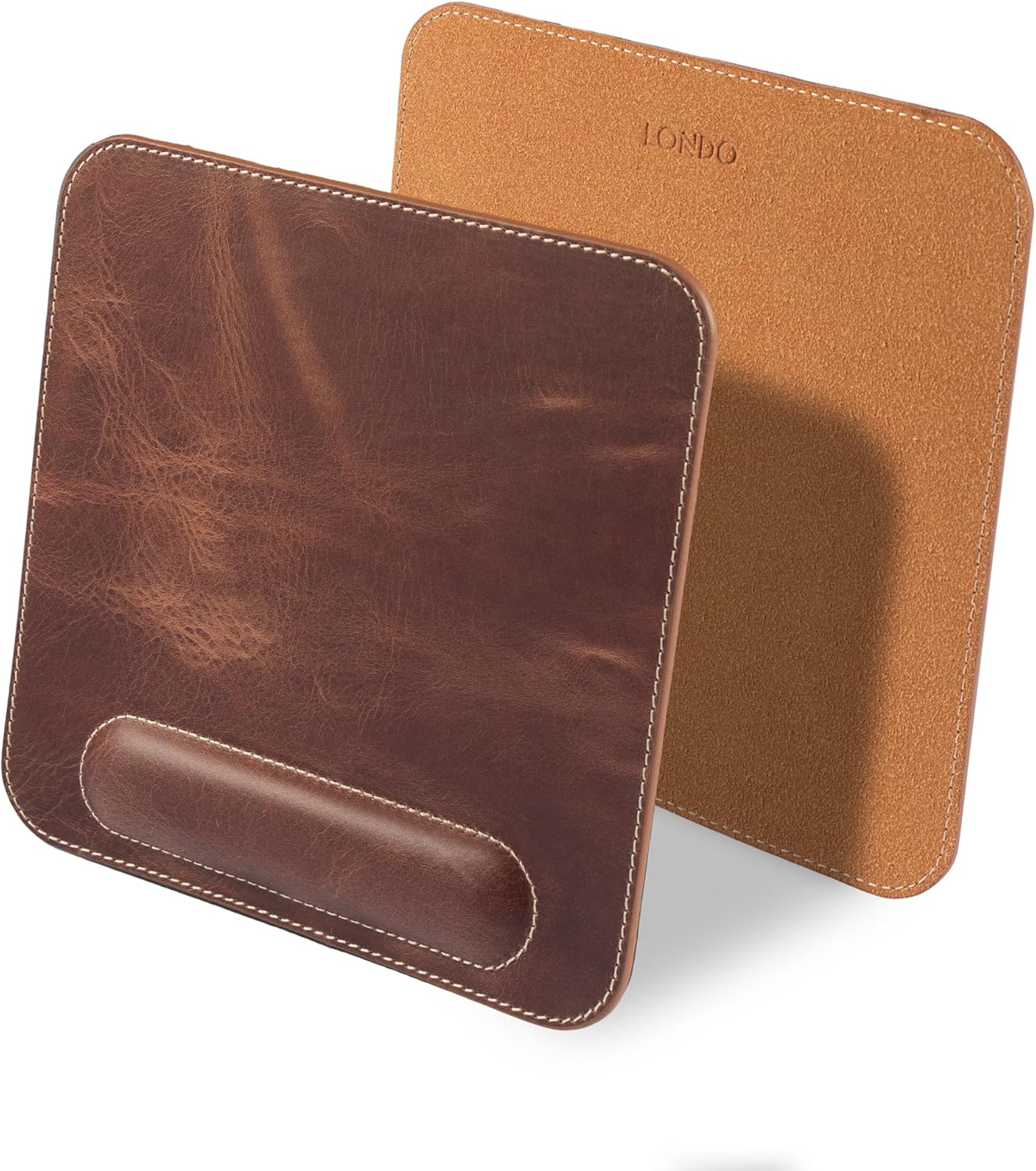 Londo Top Grain Leather Mouse Pad with Wrist Rest – Ergonomic Support, Non-Slip Base, Smooth Surface