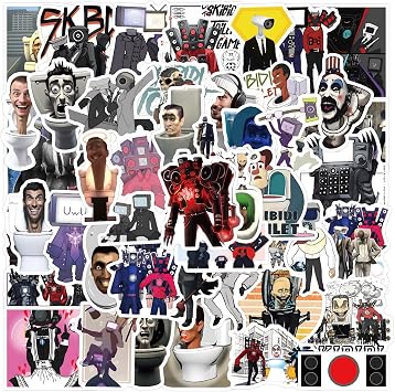 100Pcs Skibidi Toilet Stickers, Vinyl Waterproof Anime Speakerman Bosses Stickers for Kids Teen Crafts Laptop Bottles Envelopes Gifts Tags Snowboard