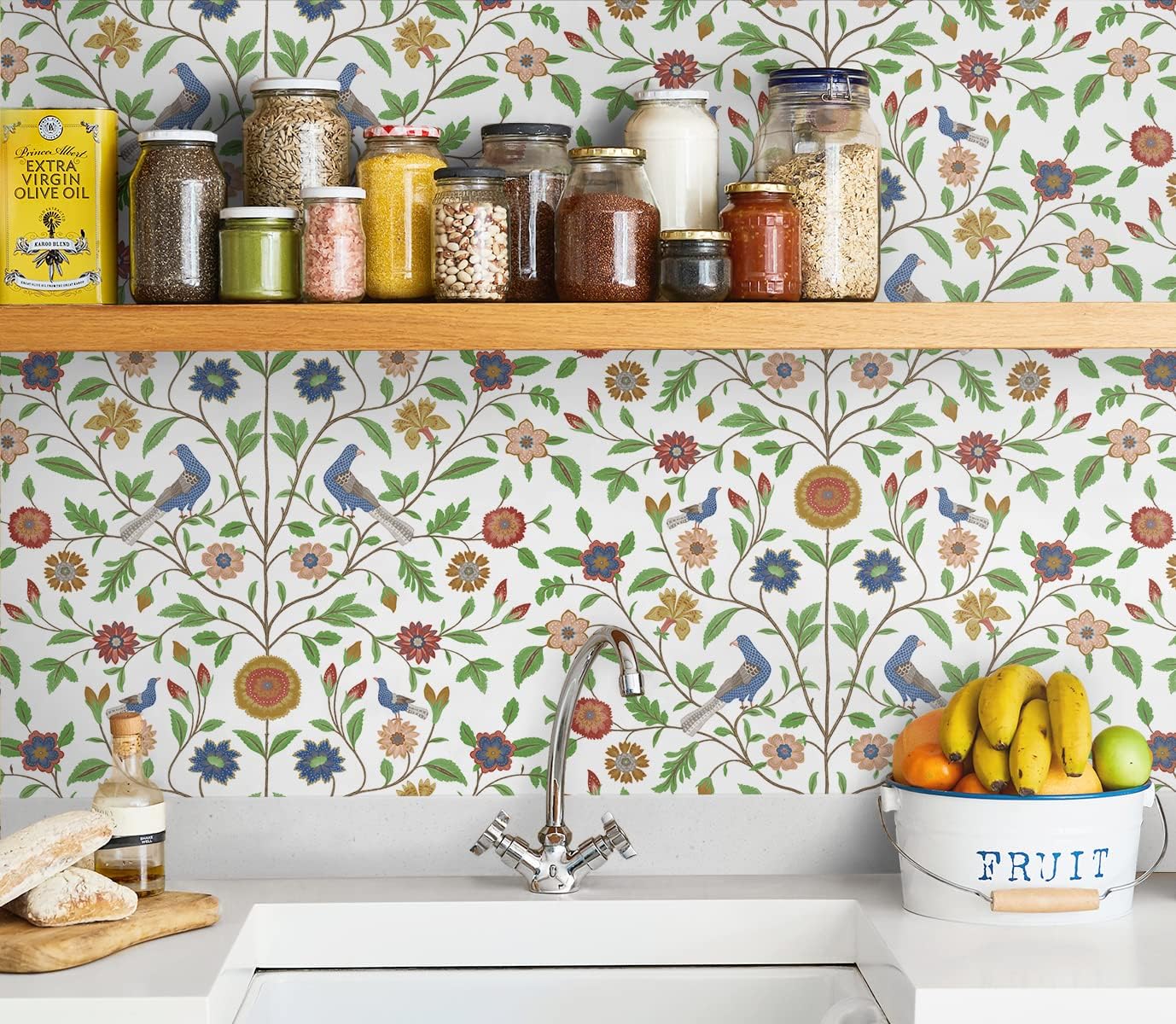 NextWall Bird Toile Peel and Stick Wallpaper (White)