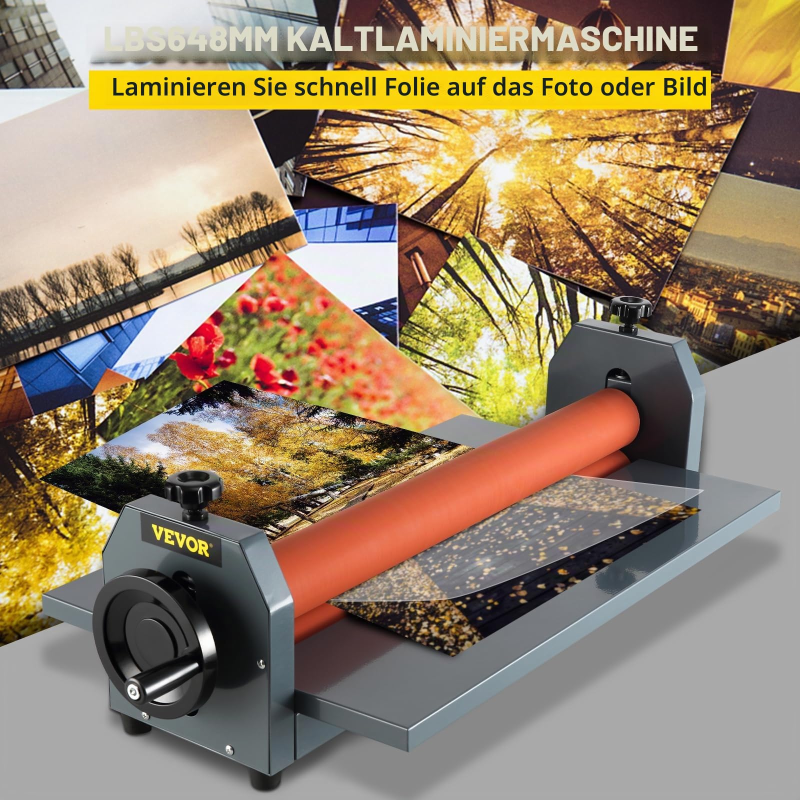 VEVOR LBS650 Cold Laminating Machine 650mm Manuell Kaltlaminiergerät 25.5 Inch Rollenlaminator Cold Laminator Photo Painting Poster Menu Brochure