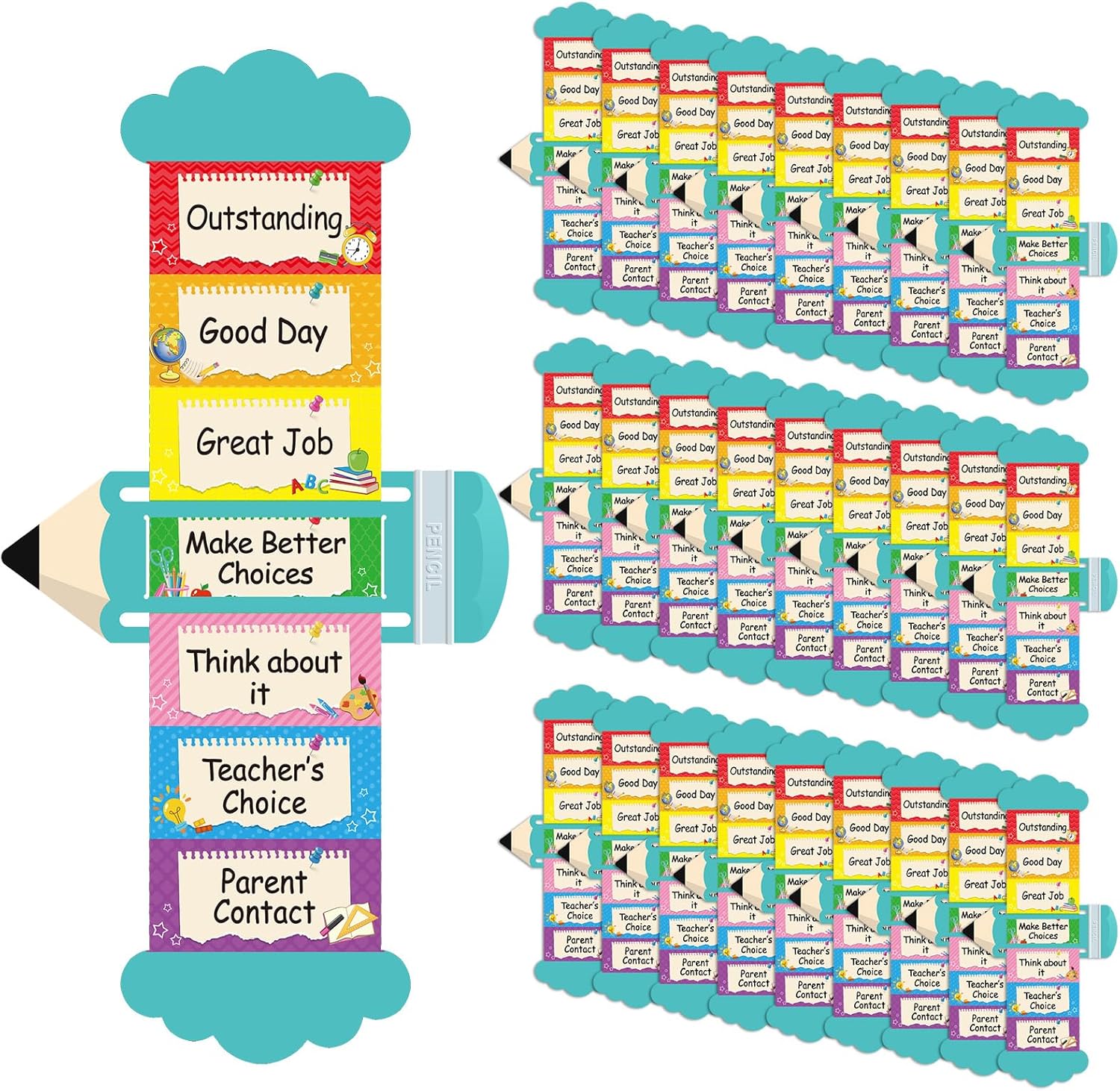 Cholemy 50 Pcs Behavior Clip Chart Plastic Mini Behavior Trackers Behavior Chart for Classroom Behavior Management Classroom Tools for Student Desks Preschool Kindergarten Daycare Behavior Awareness