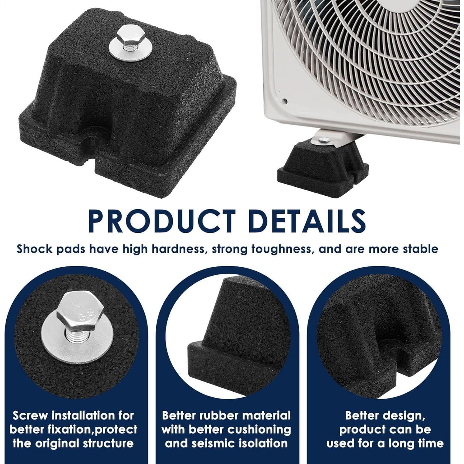 Patas Antivibración A/A Soporte Montaje Aislante Resistente | 4 Amortiguadores de Goma Antivibración para Minisplit Exterior, Condensadores, Bomba Calor, A/C, y Soportes HVAC