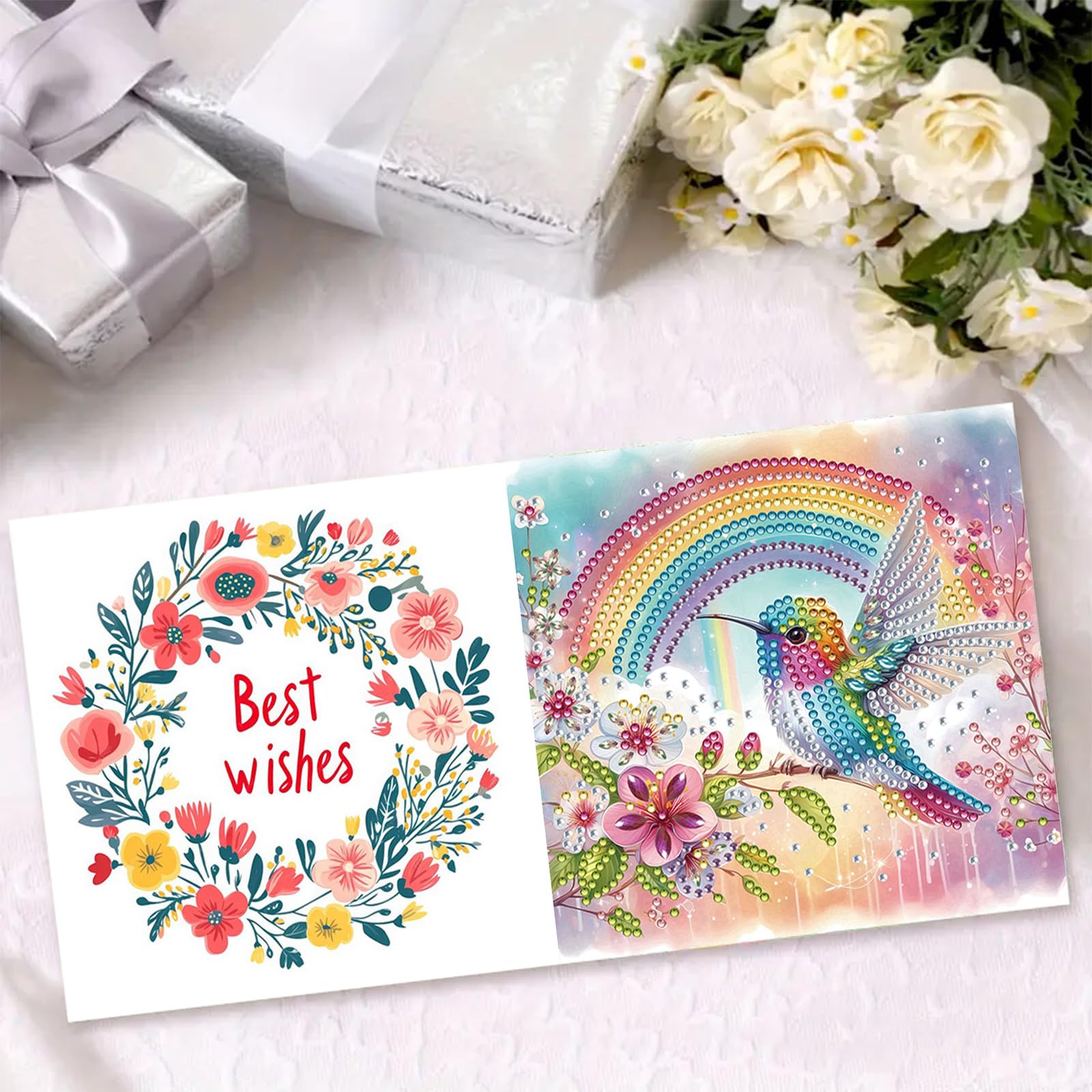 CXINLky 5D DIY Diamond Art Painting kaarten, 24 stuks Diamond Art
