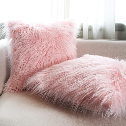 Miniatura 5 de Fundas de almohada de piel sintética de 20 x 20 pulgadas, decoración del hogar, funda de cojín cuadrada suave mongol de piel larga de lujo 100%