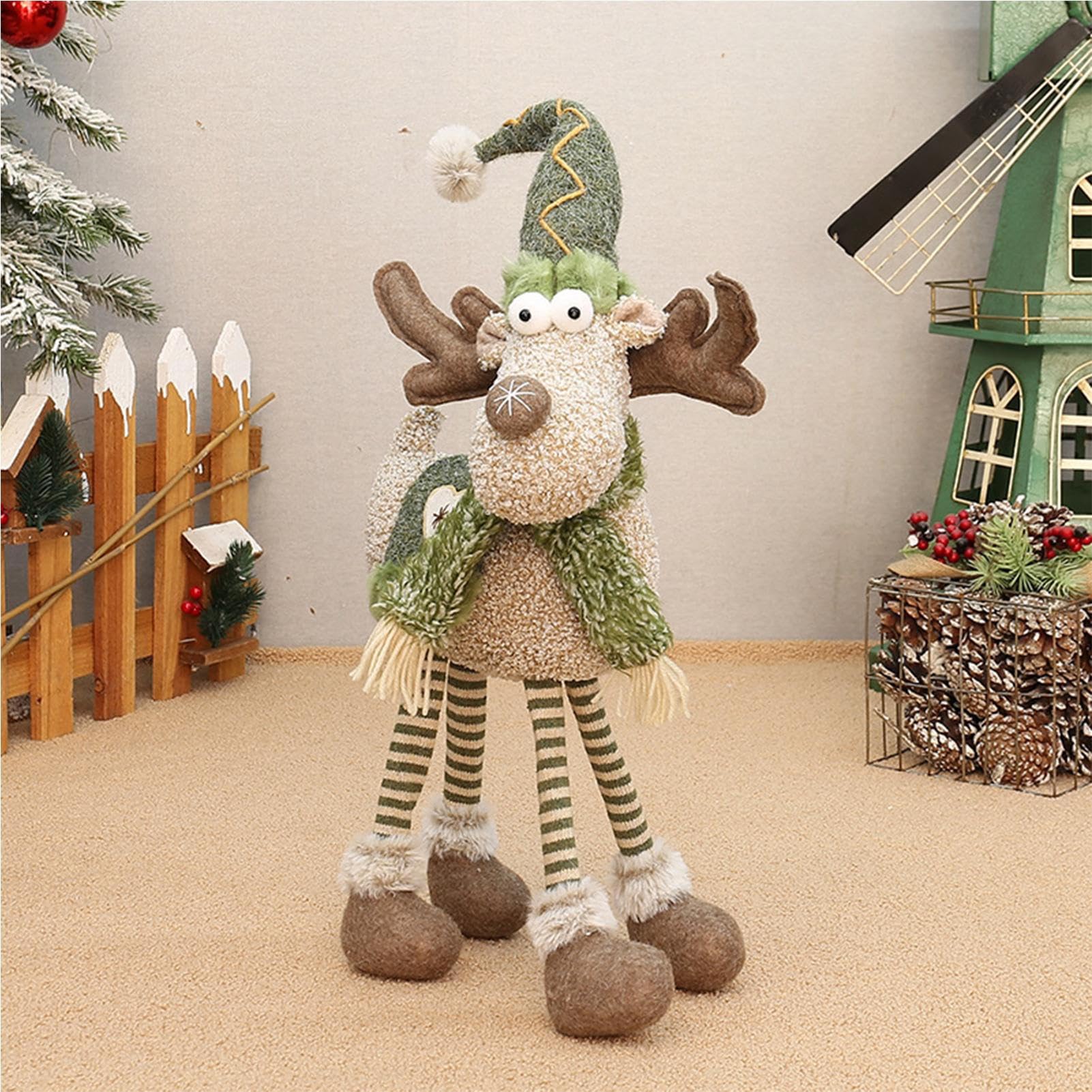 Hommtina Decorazioni Natalizie Con Renna E Alberelli Set Regalo – Statuette In Resina Vintage Per Camino, Tavolo E Ufficio - 2