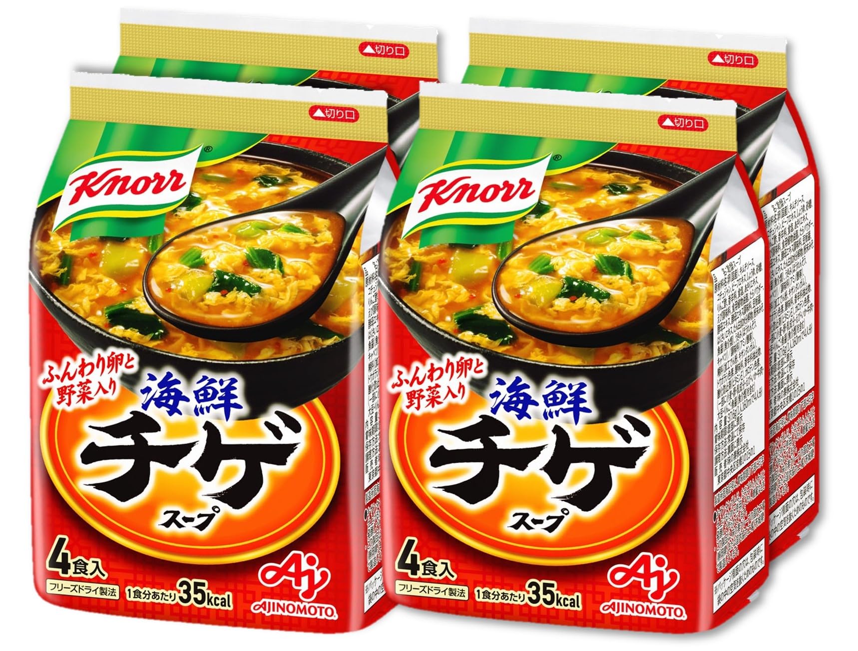 クノール 海鮮チゲスープ 4食入×4袋 味の素 フリーズドライ 具入りスープ 即席スープ 簡単 非常食 備蓄