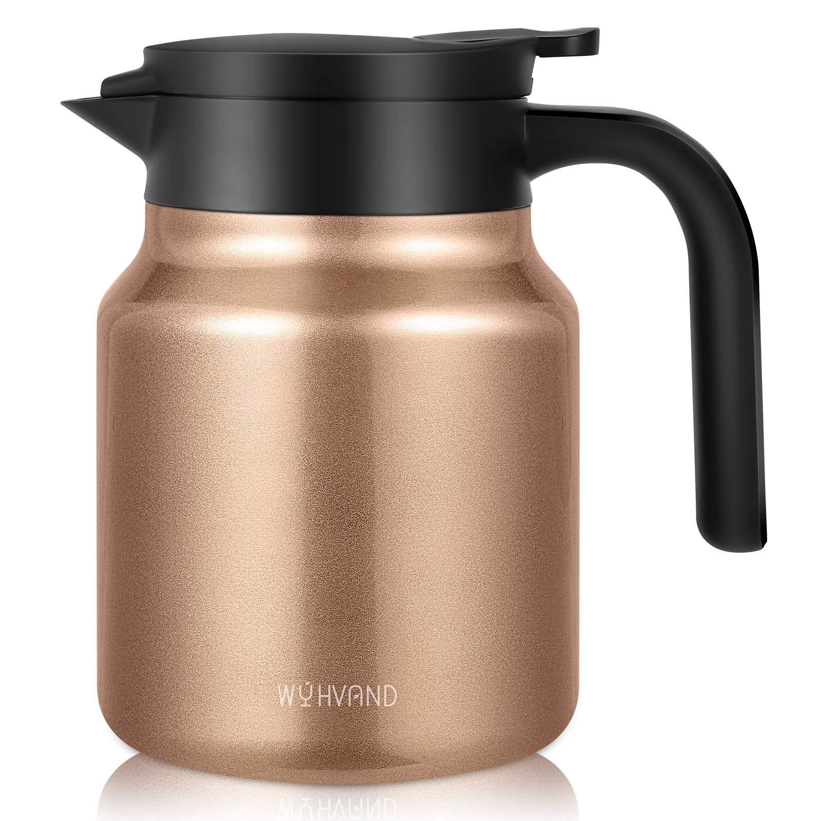 WYHVAND 1L Thermal Coffee Jug, Double Walled Stainless Steel Vacuum Insulated Coffee Carafe/Flask, Leakproof Lid, for Tea & Hot/Cold Drinks, Copper