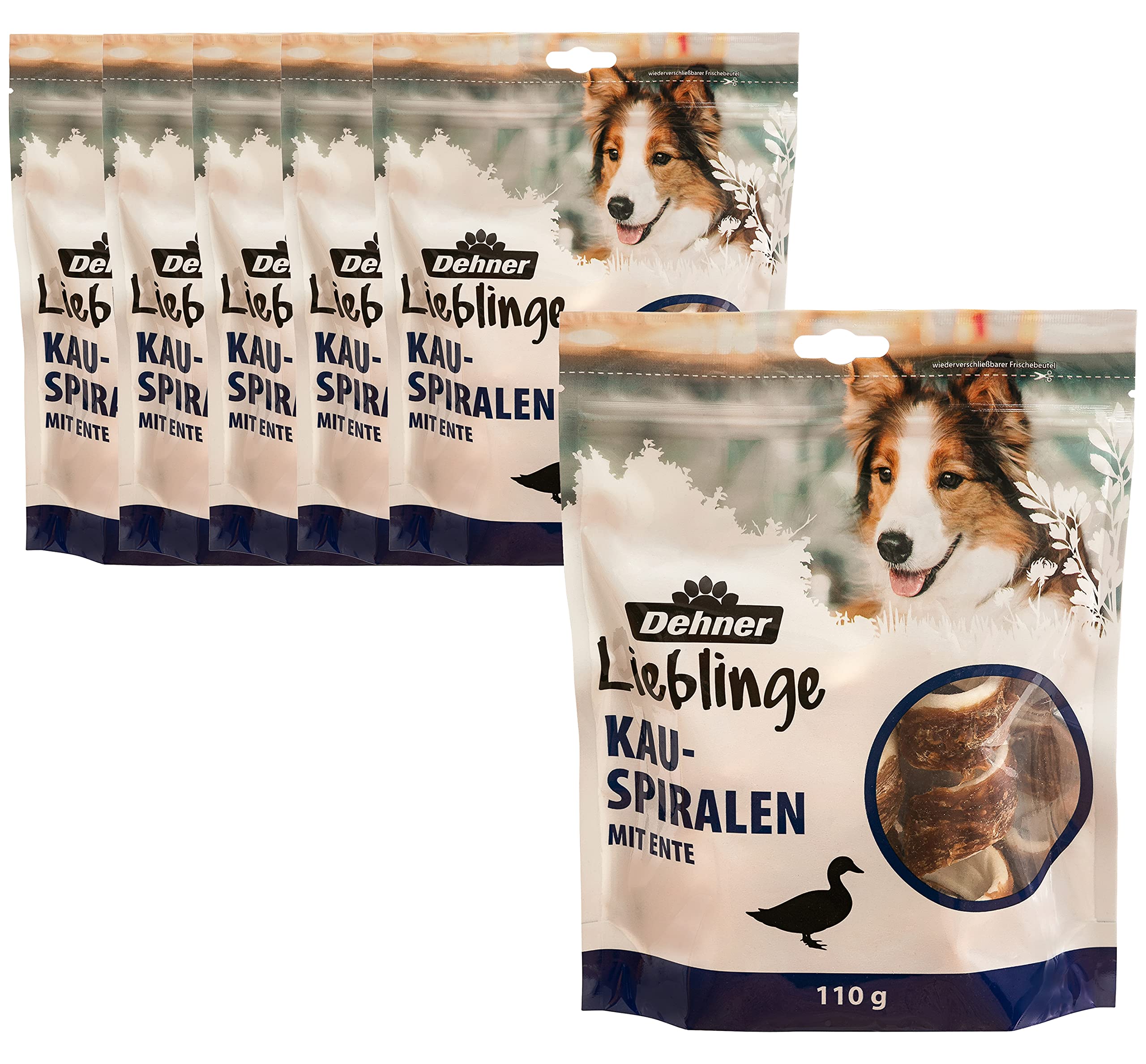 Dehner Liebre para Perros Adultos en Espiral, Pato, 6 x 110 g (660 g)