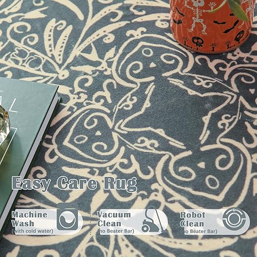 Miniatura 4 de jinchan Alfombra de pasillo de 2 x 7 pulgadas, lavable, para interiores, piso, floral, vintage, elegante, de lujo, con estampado de guirnalda,