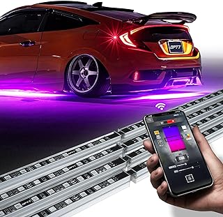 OPT7 Aura Pro Underglow LED Lights Kit for Car with APP & Remote Control, RGB Multicolor Modes, Music Sync, Waterproof Rigid Aluminum Light Bar, Exterior Neon Accent Underbody Lighting Kit