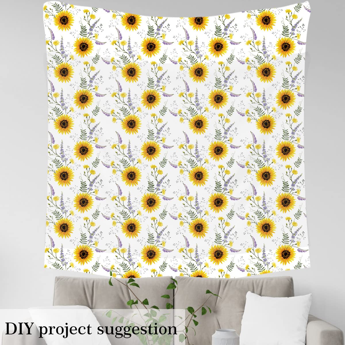 Sunflower Upholstery Fabric for Chairs,Cute Rustic Floral Outdoor Fabric by The Yard,Farmhouse Blossom Flowers Fabric for Upholstery and Home DIY Projects,2 Yards,(L184*W150cm) White Yellow - Image 4