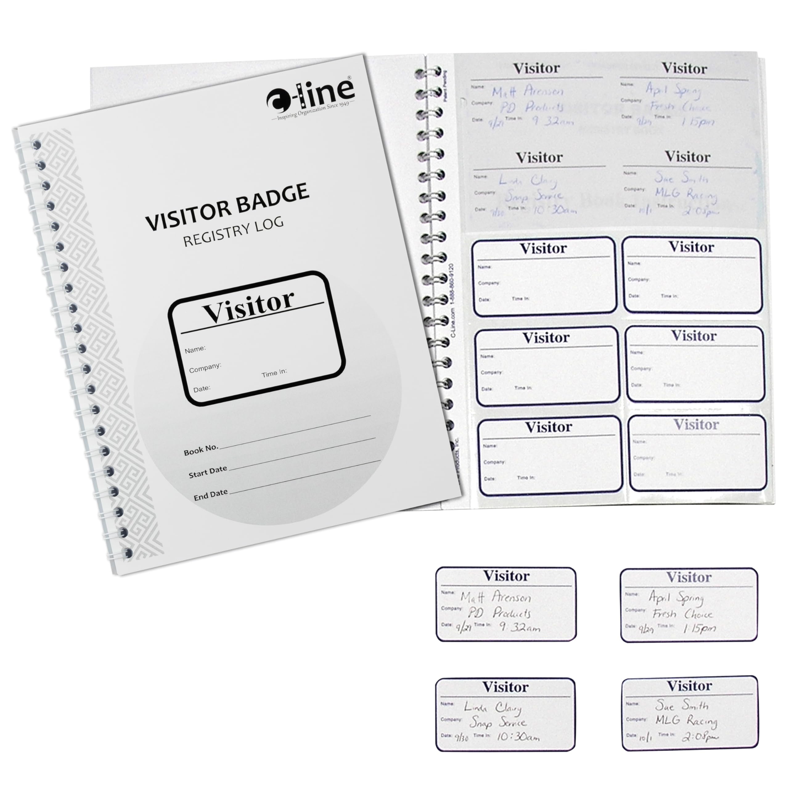C-Line Visitor Badges with Registry Log, 150 Badges per Book, 1 Registry (97030)
