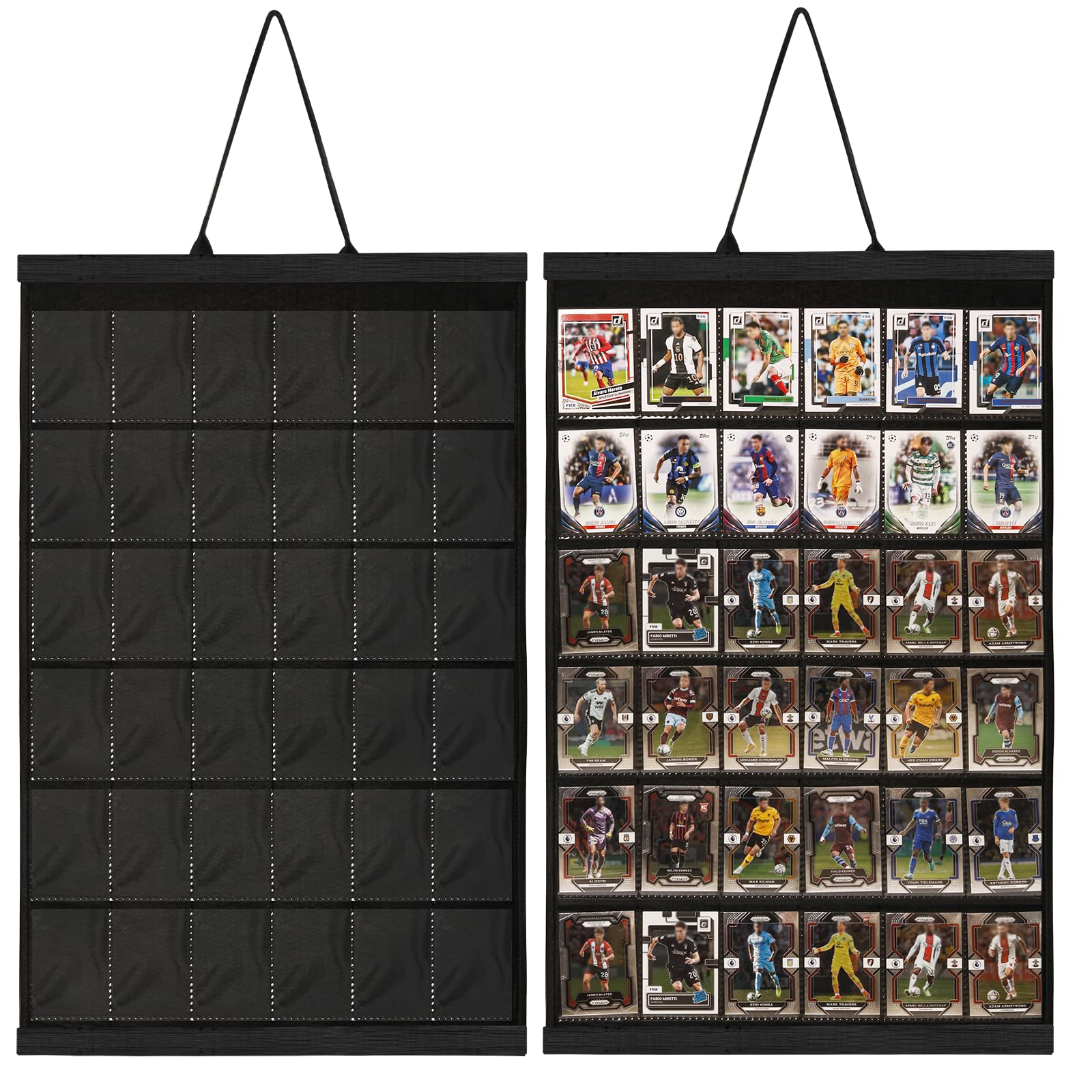 Famaster 36 Cards Display Case - 35PT Graded Sports Card Frame - with PVC Protection & Clear View for Baseball Football Basketball Trading Card Wall Display, Black
