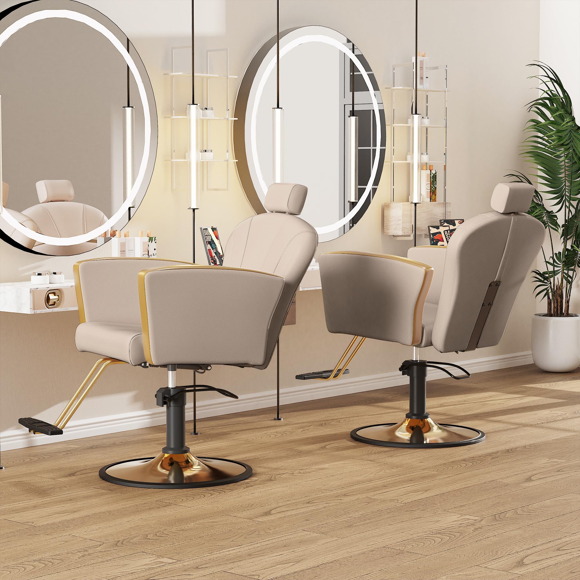 Höhenverstellbarer Friseurstuhl mit Kopfstütze Schokoladengrau