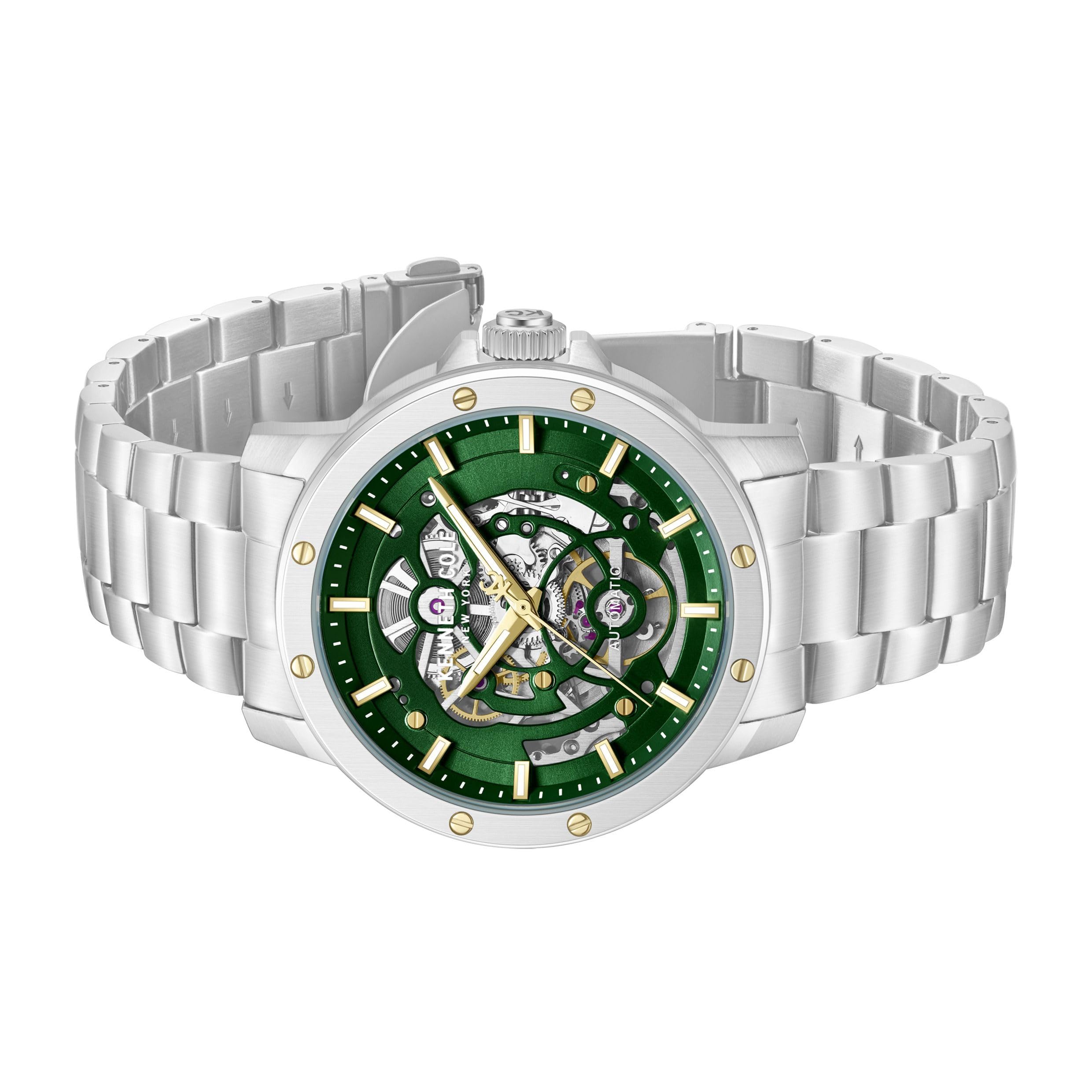Kenneth Cole - Automatic watch Harrison - Automatic movimento dell'orologio - Larghezza della cassa: 44 mm - Acciaio inossidabile - Green - 5 ATM