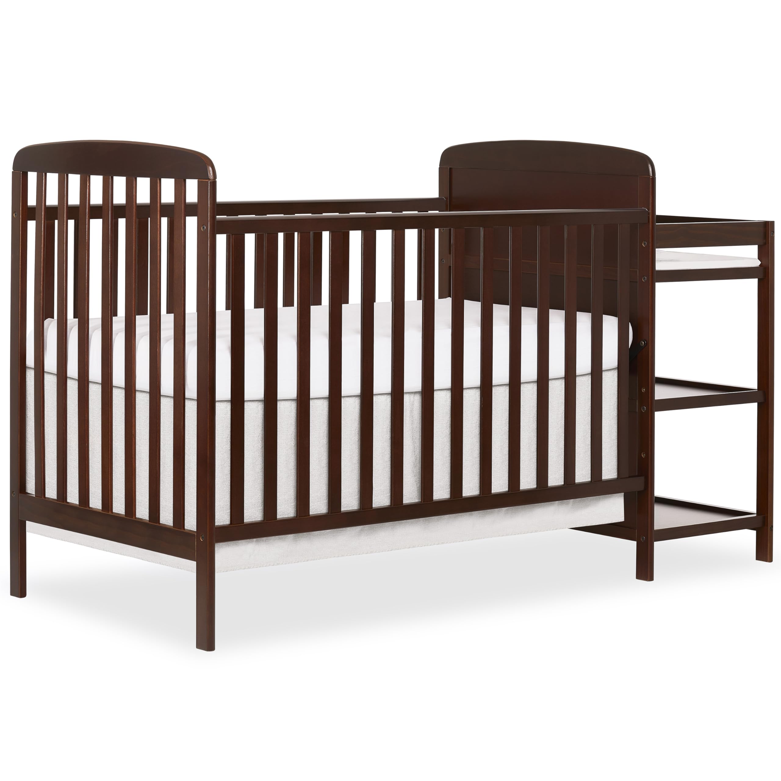 Dream On Me Anna 3-in-1 Full-Size Crib and Changing Table Combo in Espresso, Greenguard Gold Certified, Non-Toxic Finishes, Includes 1" Changing Pad,
